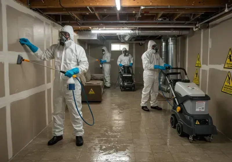 Basement Moisture Removal and Structural Drying process in East Dundee, IL